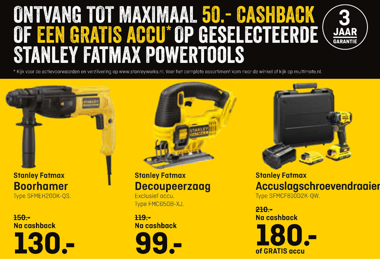 Stanley   accuschroevendraaier, boorhamer folder aanbieding bij  Multimate - details