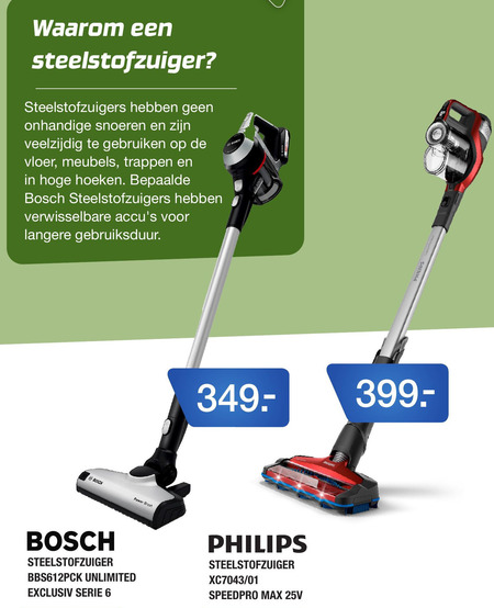 Bosch   steelstofzuiger folder aanbieding bij  Electroworld - details