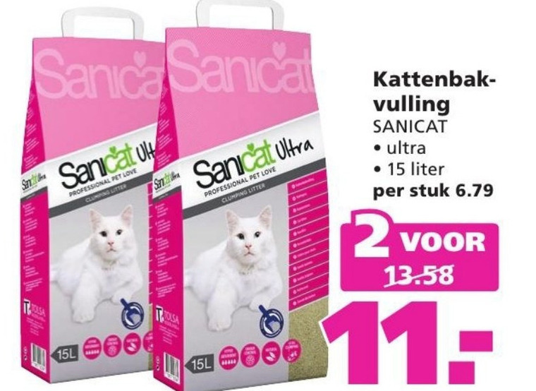 Kast ophouden tegel Sanicat kattenbakvulling folder aanbieding bij Ranzijn Tuin en Dier -  details
