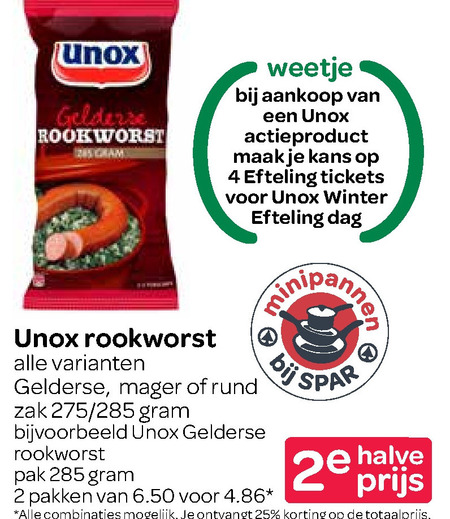 Unox   rookworst folder aanbieding bij  Spar - details