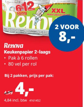 Renova   keukenpapier folder aanbieding bij  Office Centre - details