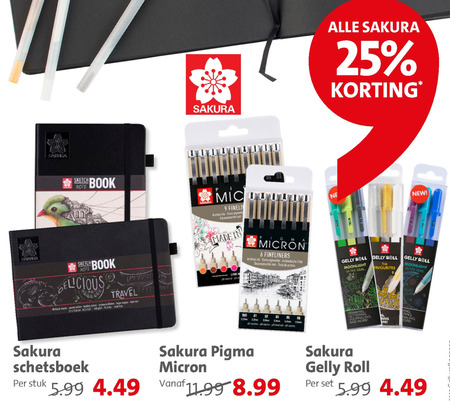 Sakura   gelpen, fineliners folder aanbieding bij  Bruna - details