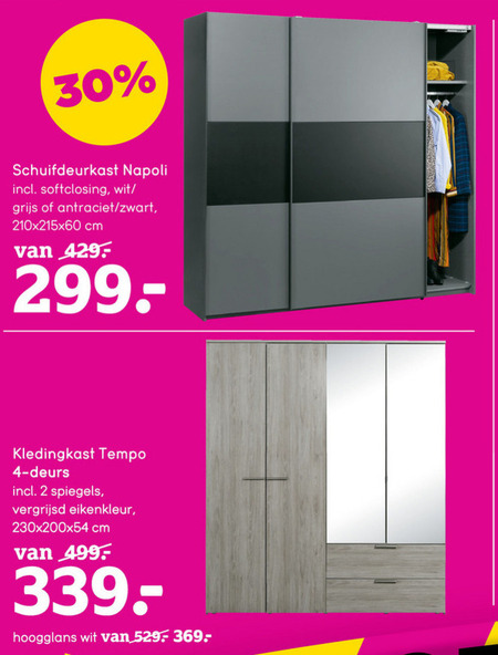 Spoedig Twisted tent garderobekast, zweefdeurkast folder aanbieding bij Leenbakker - details