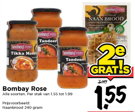 Bombay Rose   naanbrood, roerbaksaus folder aanbieding bij  Vomar - details