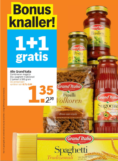 Grand Italia   tortellini, pastasaus folder aanbieding bij  Albert Heijn - details