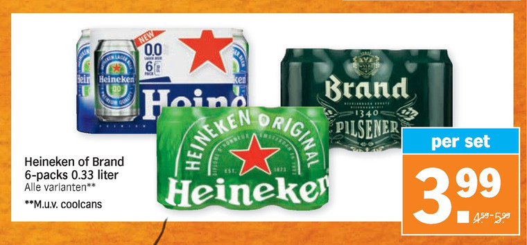 Heineken   alcoholvrij bier, blikje bier folder aanbieding bij  Albert Heijn - details