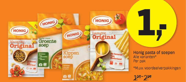 Honig   macaroni, soep folder aanbieding bij  Albert Heijn - details