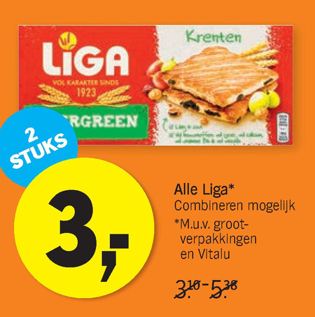 Liga   fruitbiscuit, melkbiscuit folder aanbieding bij  Albert Heijn - details