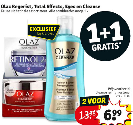 Olaz   reinigingslotion, anti-rimpel creme folder aanbieding bij  Kruidvat - details