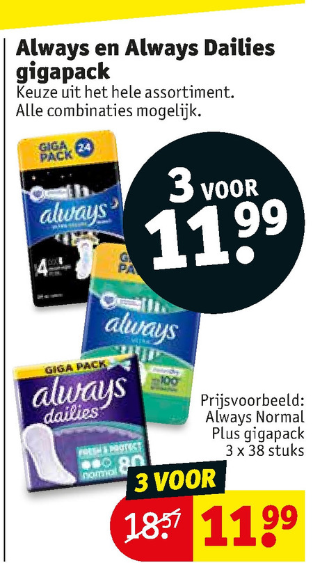 Always   inlegkruisjes, maandverband folder aanbieding bij  Kruidvat - details