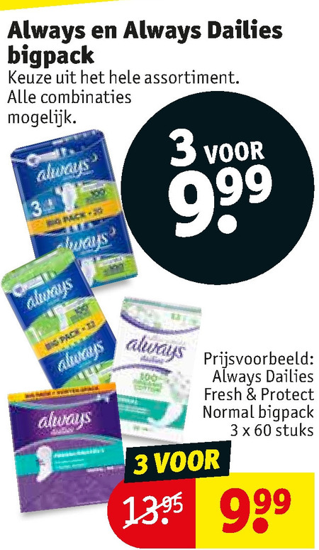 Always   maandverband, inlegkruisjes folder aanbieding bij  Kruidvat - details