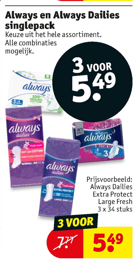 Always   inlegkruisjes, maandverband folder aanbieding bij  Kruidvat - details