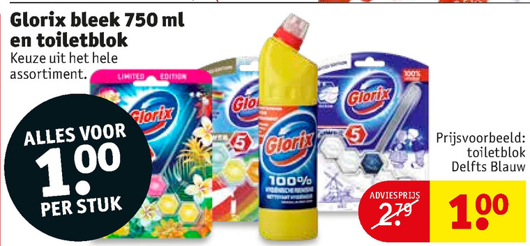 Glorix   bleekmiddel, toiletblok folder aanbieding bij  Kruidvat - details