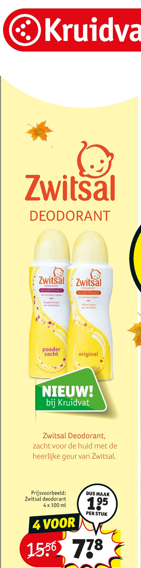 Zwitsal   deodorant folder aanbieding bij  Kruidvat - details