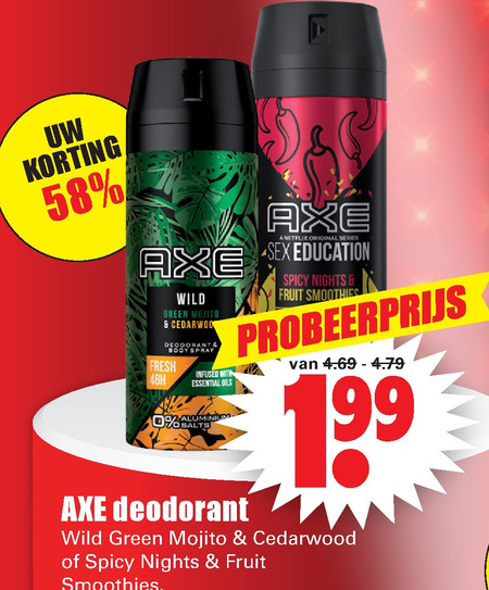 Axe   deodorant folder aanbieding bij  Dirk - details