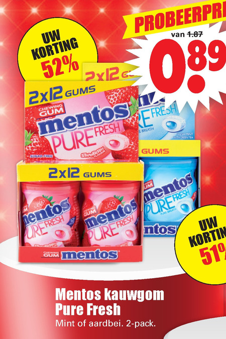 Mentos   kauwgom folder aanbieding bij  Dirk - details