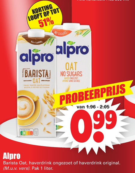 Alpro   soja melk folder aanbieding bij  Dirk - details