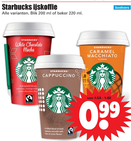 Starbucks   ijskoffie folder aanbieding bij  Dirk - details