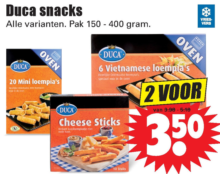 Duca   snack, loempia folder aanbieding bij  Dirk - details