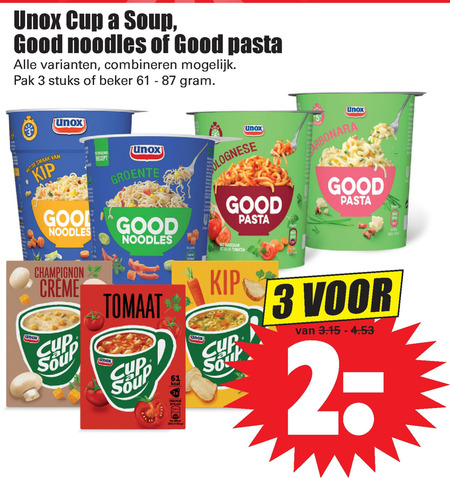 Cup a Soup   pasta, noodles folder aanbieding bij  Dirk - details