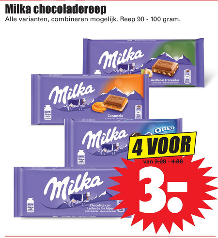 Milka   chocolade folder aanbieding bij  Dirk - details