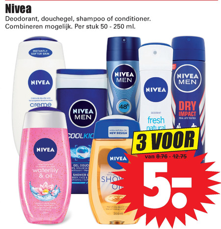 Nivea   douchegel, shampoo folder aanbieding bij  Dirk - details