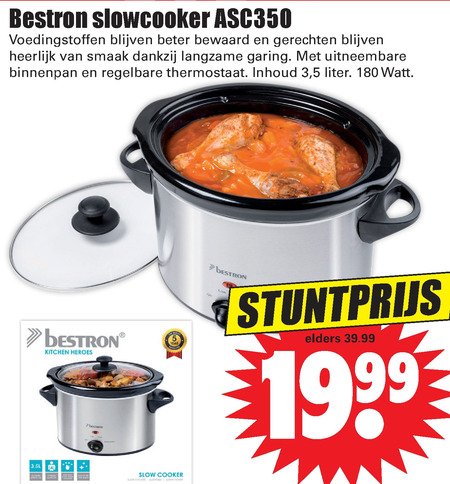 Bestron   slowcooker folder aanbieding bij  Dirk - details