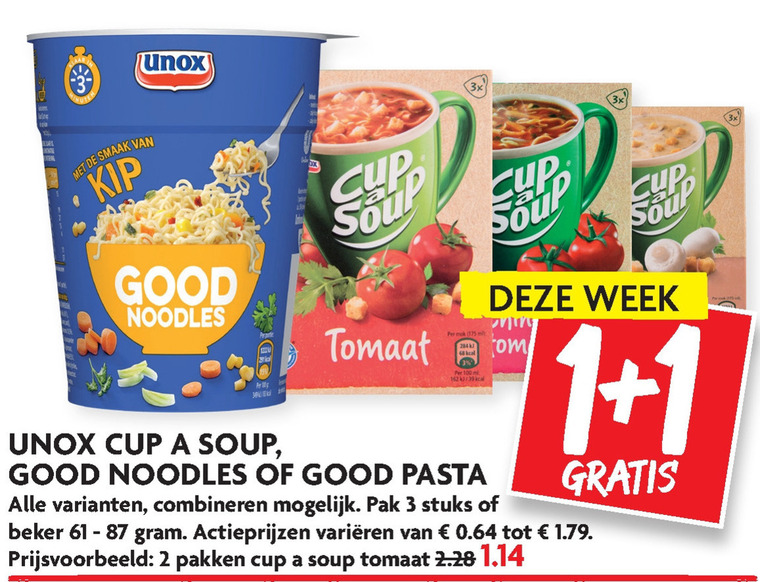 Unox   pasta, noodles folder aanbieding bij  Dekamarkt - details