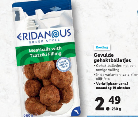 Eridanous   gehaktballetjes folder aanbieding bij  Lidl - details