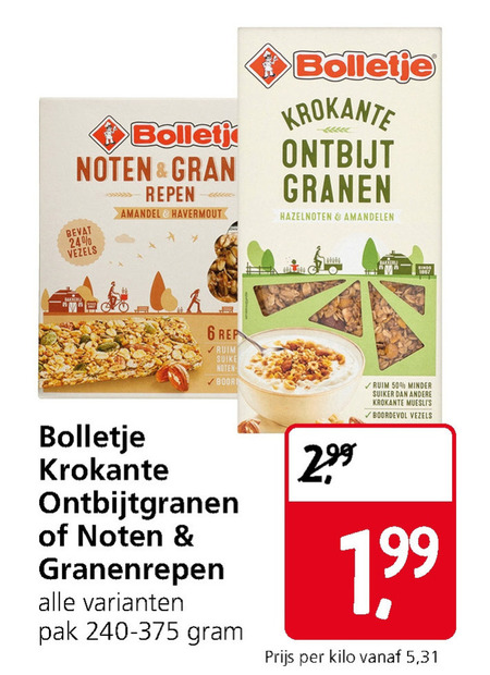 Bolletje   mueslireep, cereals folder aanbieding bij  Jan Linders - details