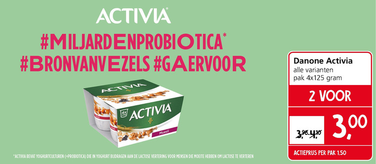 Danone Activia   vruchtenyoghurt folder aanbieding bij  Jan Linders - details