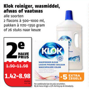 Klok   wasmiddel, vaatwasmiddel folder aanbieding bij  Poiesz - details