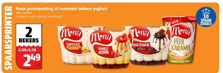 Mona   vruchtenyoghurt, pudding folder aanbieding bij  Poiesz - details