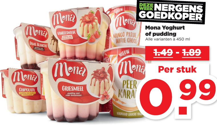 Mona   pudding, vruchtenyoghurt folder aanbieding bij  Plus - details