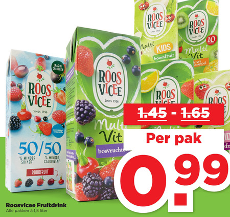 Roosvicee   fruitdrank folder aanbieding bij  Plus - details