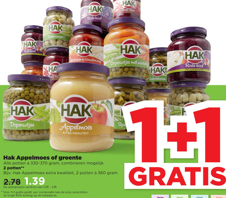 Hak   groenteconserven, appelmoes folder aanbieding bij  Plus - details