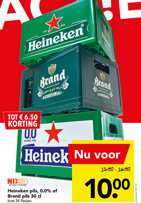 Heineken 0.0   krat bier folder aanbieding bij  Deen - details