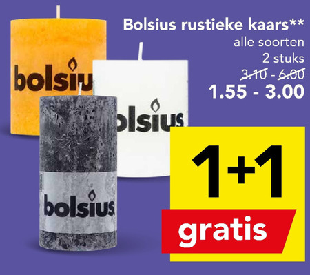 Bolsius   rustieke kaarsen folder aanbieding bij  Deen - details