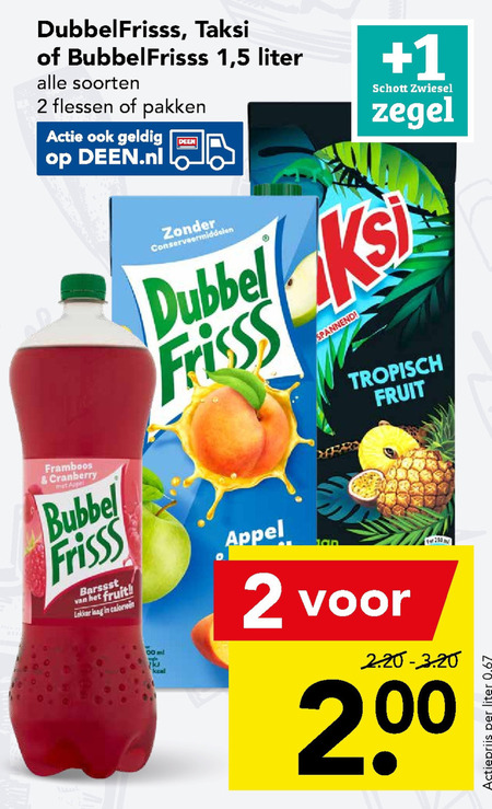 Dubbelfrisss   fruitdrank, frisdrank folder aanbieding bij  Deen - details