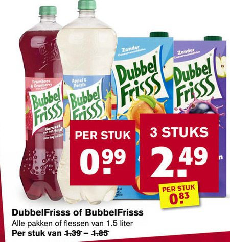 Bubbelfrisss   fruitdrank, frisdrank folder aanbieding bij  Hoogvliet - details