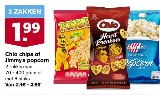 jimmys   popcorn, zoutje folder aanbieding bij  Hoogvliet - details