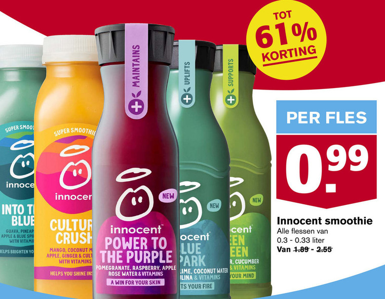 Innocent   fruitsmoothie folder aanbieding bij  Hoogvliet - details