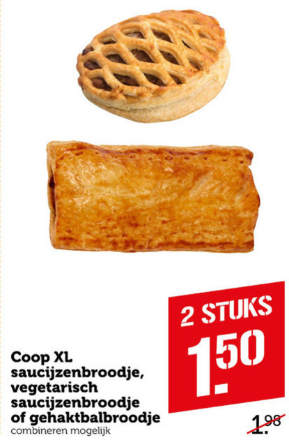 Coop Huismerk   hartig broodje, saucijzenbroodje folder aanbieding bij  Coop - details