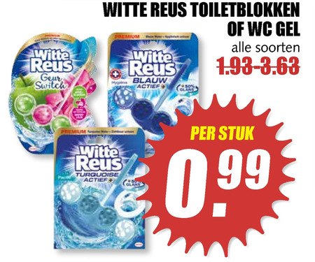 Witte Reus   toiletreiniger, toiletblok folder aanbieding bij  MCD Supermarkt Basis - details