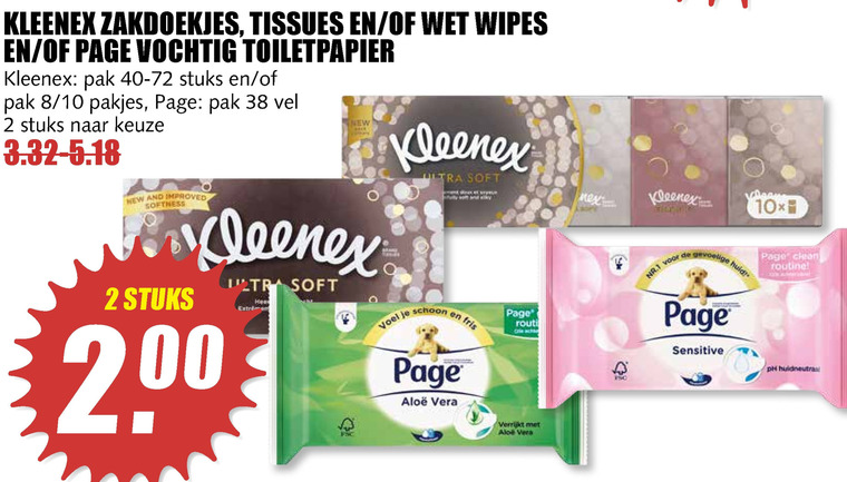 Kleenex   zakdoek, vochtig toiletpapier folder aanbieding bij  MCD Supermarkt Basis - details