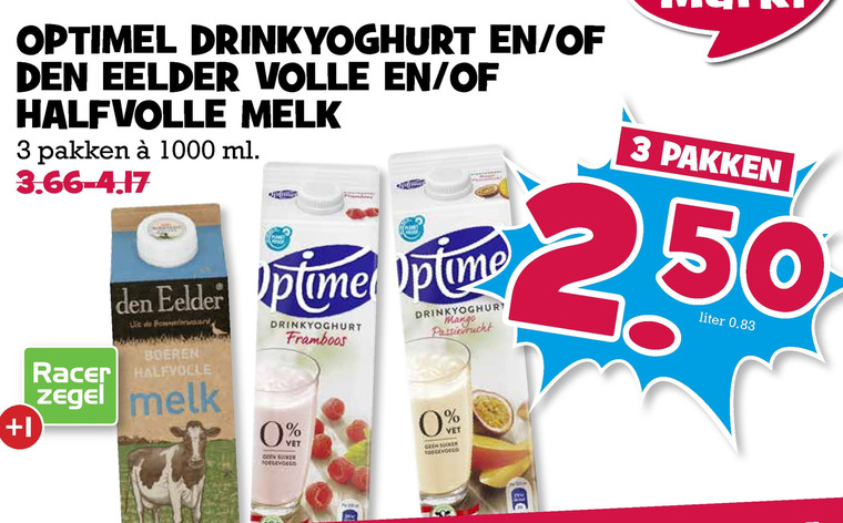 Optimel   melk, drinkyoghurt folder aanbieding bij  Boons Markt - details