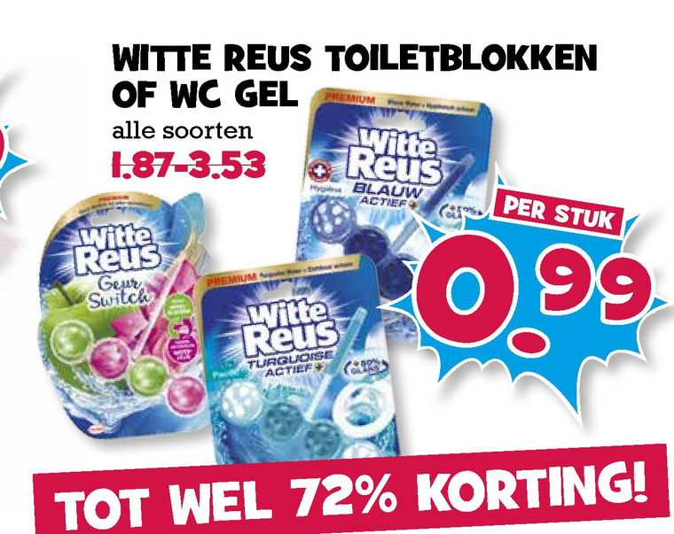 Witte Reus   toiletblok, toiletreiniger folder aanbieding bij  Boons Markt - details