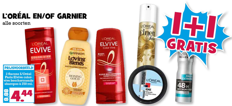 Elvive   hairspray, shampoo folder aanbieding bij  Boons Markt - details