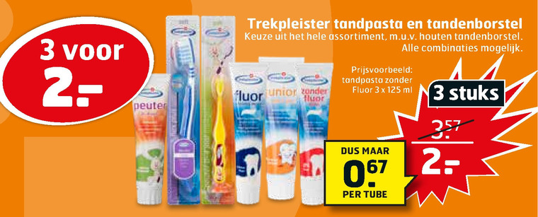 Trekpleister Huismerk   tandpasta, tandenborstel folder aanbieding bij  Trekpleister - details