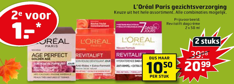 L Oreal   gezichtsverzorging, nachtcreme folder aanbieding bij  Trekpleister - details